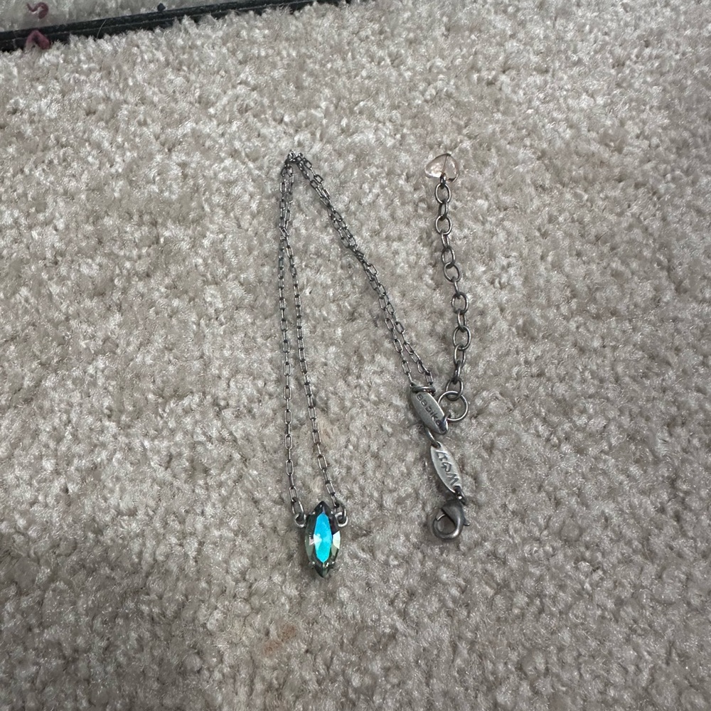 Elegant Silver Necklace with Gemstone- Sabika